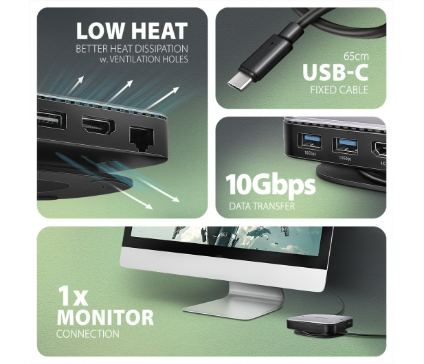 Axagon HMC-UFO USB-C 10Gbps UFO 9in1 hub - 1485462 - zdjęcie 3